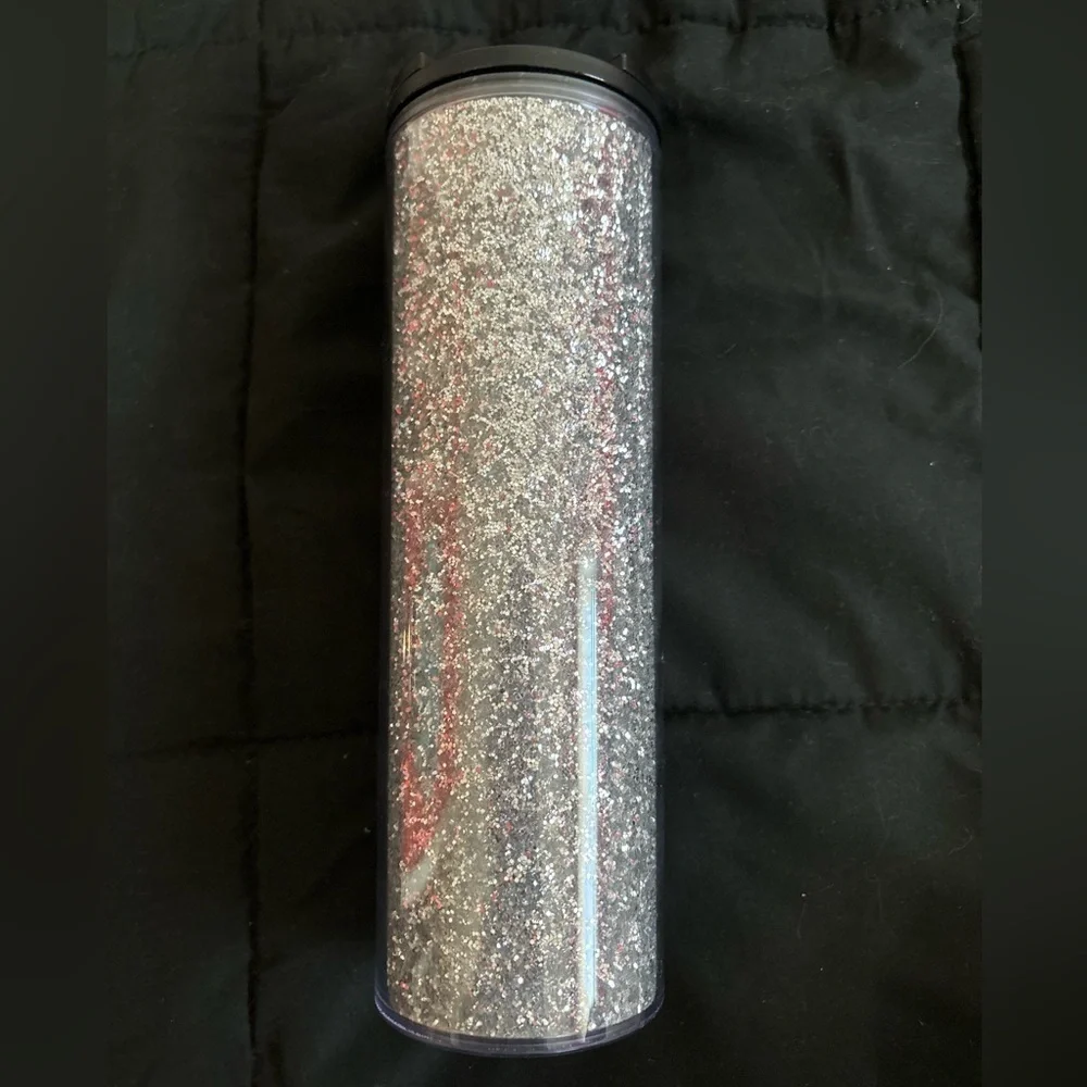 Starbucks 2018 Holiday Silver Glitter 16oz Plastic Travel Tumbler Cup